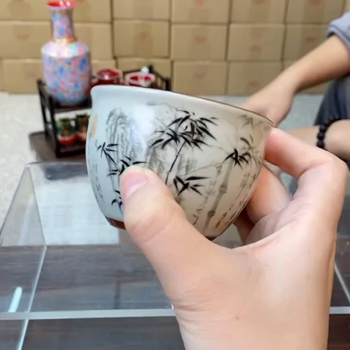 【闪购商品】复古墨竹诗文竹子泡茶主人杯
