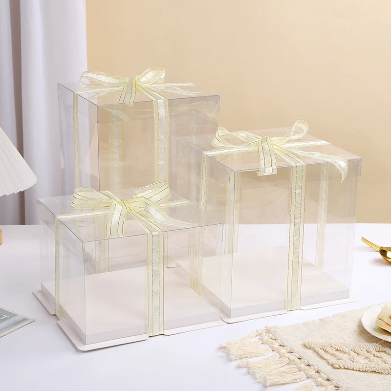 透明生日蛋糕盒子包装盒4四寸5八六6寸8加高10十12双层鲜花积木