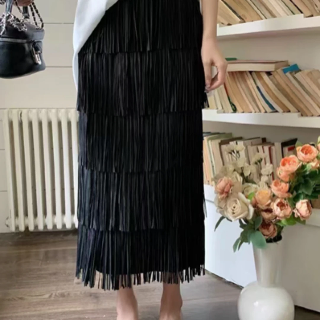 2024年新款时尚蛋糕纱裙显瘦高腰百搭气质纱裙