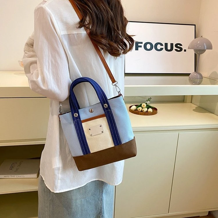 拼色帆布包包女新款夏季洋气通勤手提包1205