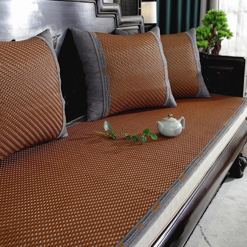 沙发垫新款2023夏季凉席藤编红木沙发坐垫实木家具防滑冰丝垫子套