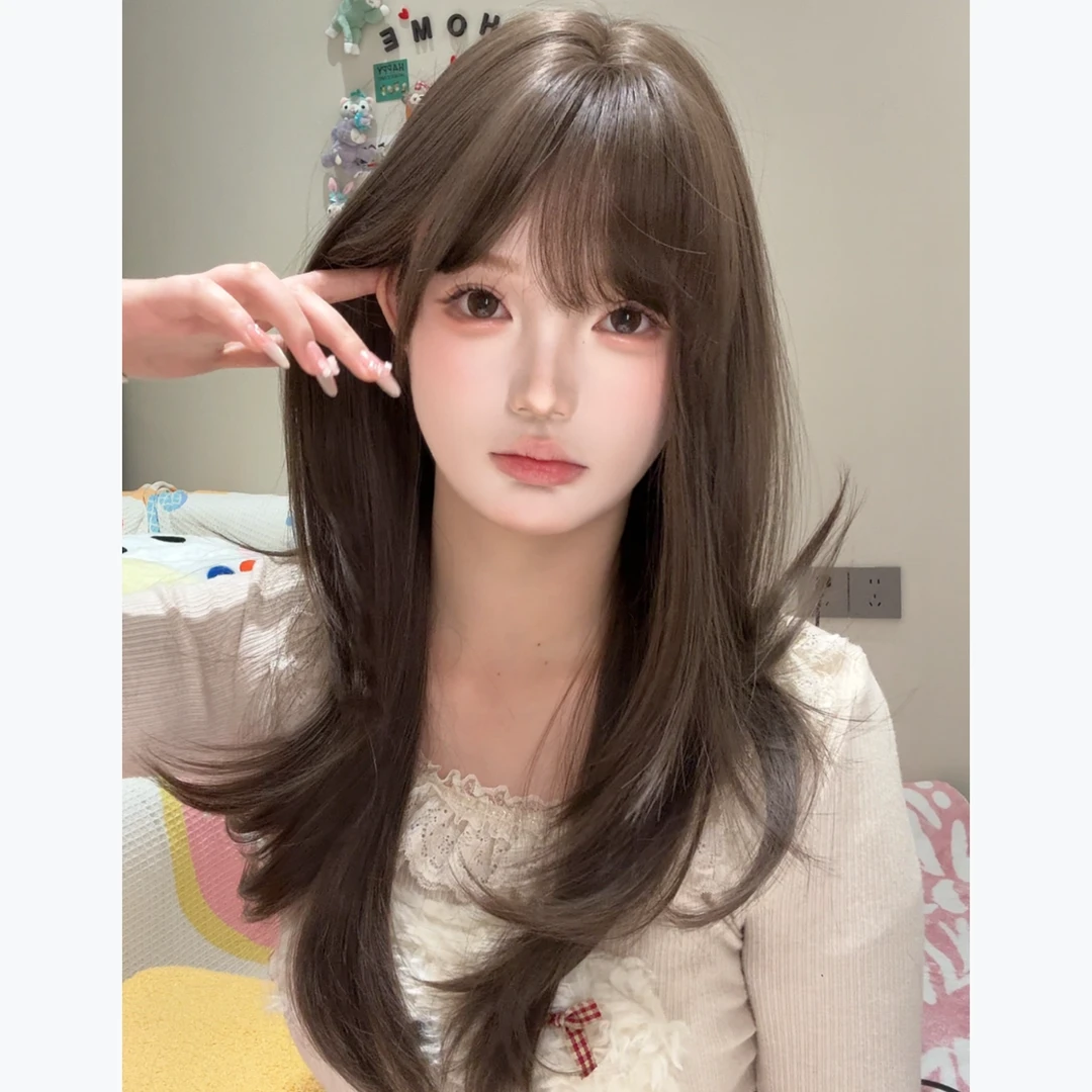 小亦专属-【冷棕色锁骨发】中长显瘦齐刘海减龄日常可爱全头套假发