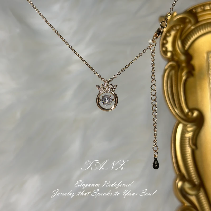 铜合金项链 皇冠摇摇欲坠镶钻项链女轻奢小众高级时尚百搭锁骨链