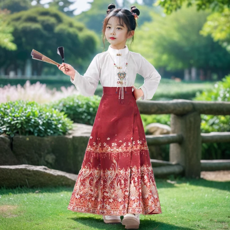 【凤凰来仪】马面裙国风古装明制改良汉服女孩秋季套装女童古风