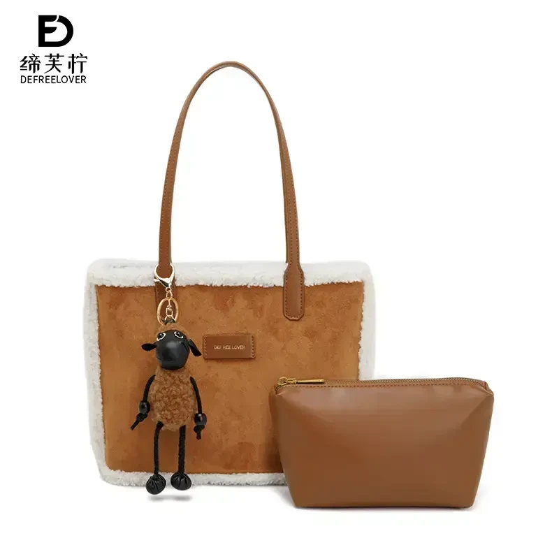 【DEFREELOVER缔芙柠】秋冬新款大容量单肩托特包 DFN0001-棕色