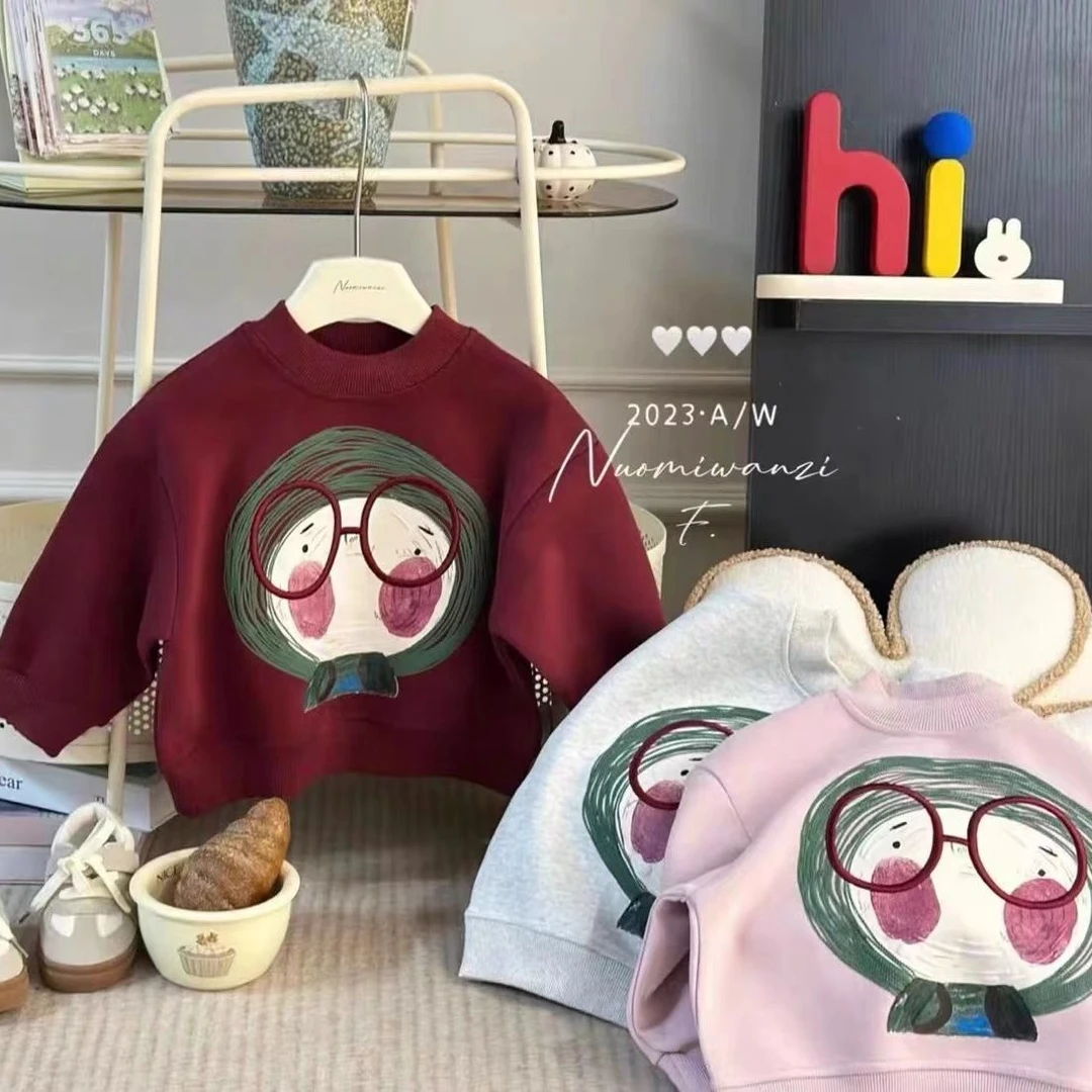 女童卫衣秋季2023新款中小儿童装女宝宝秋冬装上衣打底衫加绒加厚