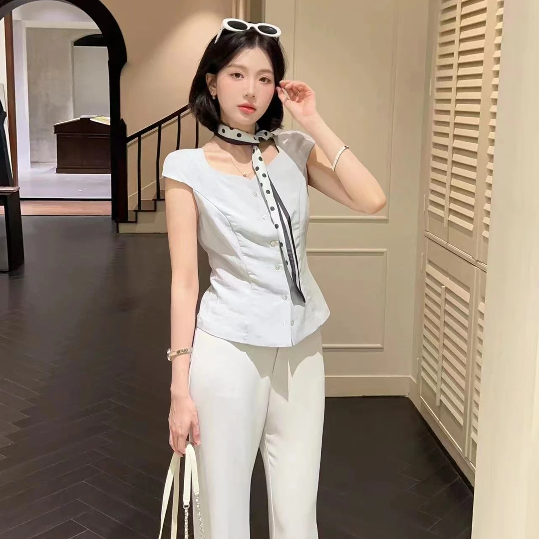 【大钱DAQIAN】白玉兰山 清冷气质优雅衬衫收腰棉麻衬衫