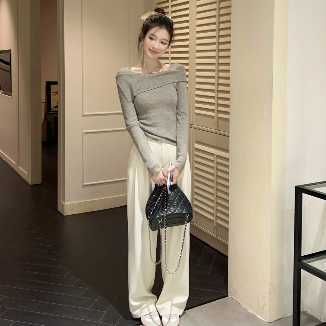 【大钱DAQIAN】波兰德 高级垂感阔腿裤女显瘦休闲直筒拖地西装裤