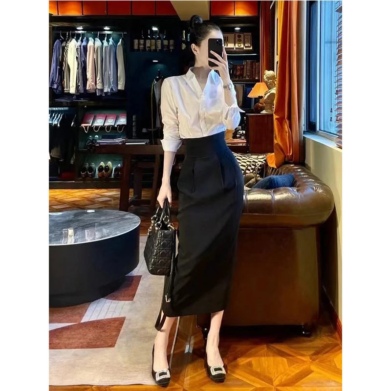 轻熟御姐韩剧气质女早春季新款时尚衬衫上衣高腰显瘦包臀半身裙