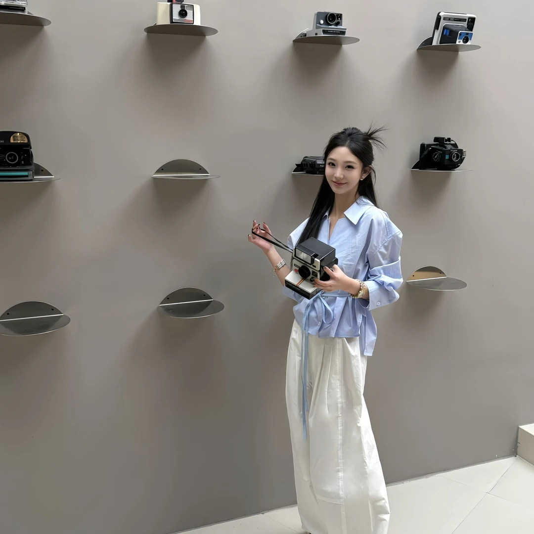 时尚气质女士秋冬季2024新款韩版小众设计感休闲衬衫宽松阔腿裤