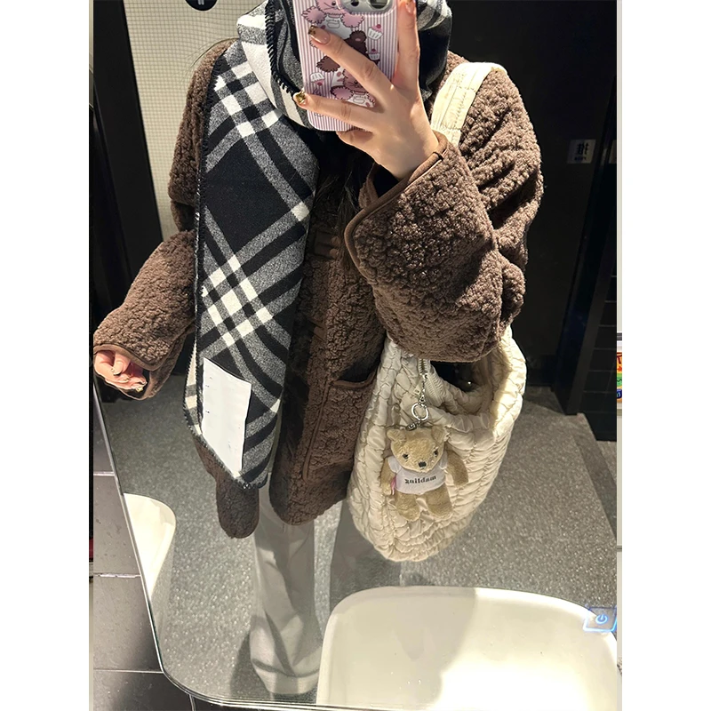 2024新款秋季棕色毛毛短外套大衣冬季遮肉显瘦毛毛外套女保暖