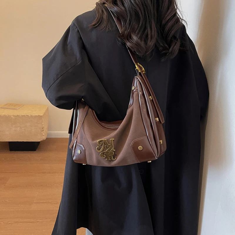 韩系复古腋下包包女2023新款秋冬时尚大容量单肩包高级感托特包