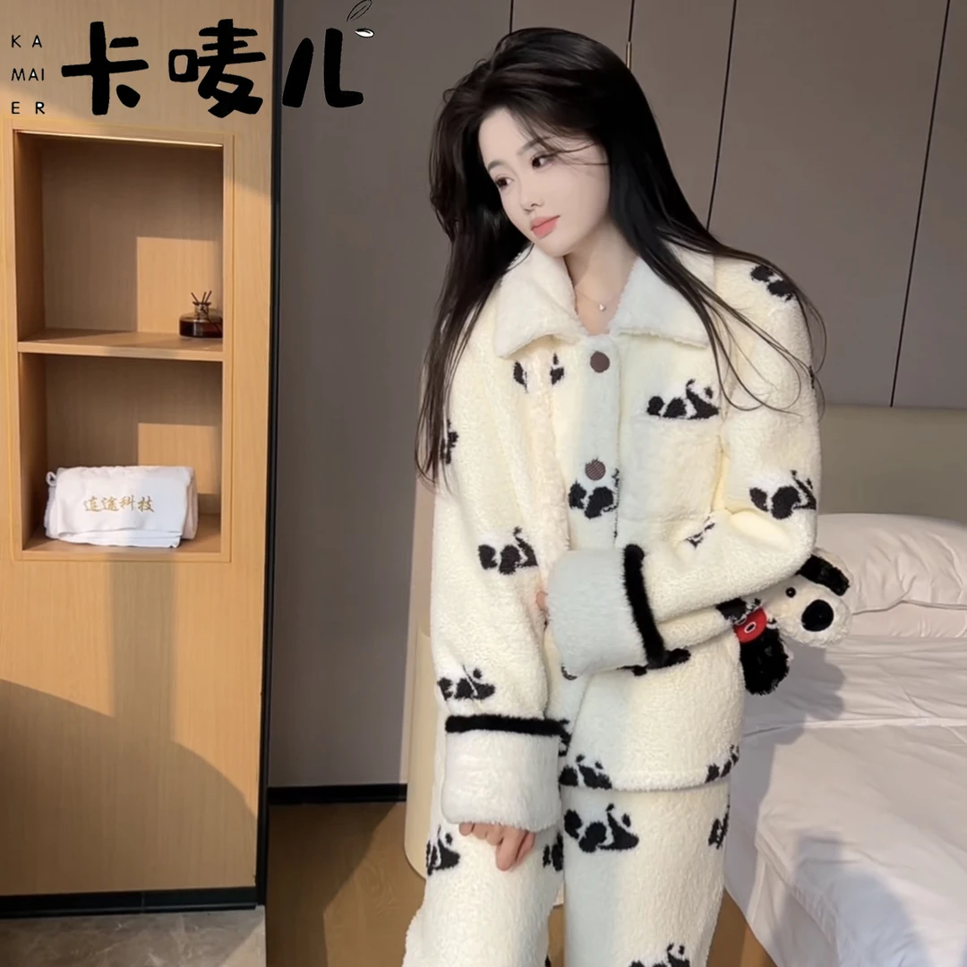 睡衣女士冬季家居服女款爆款2024新款可外穿长袖长裤加绒加厚保暖