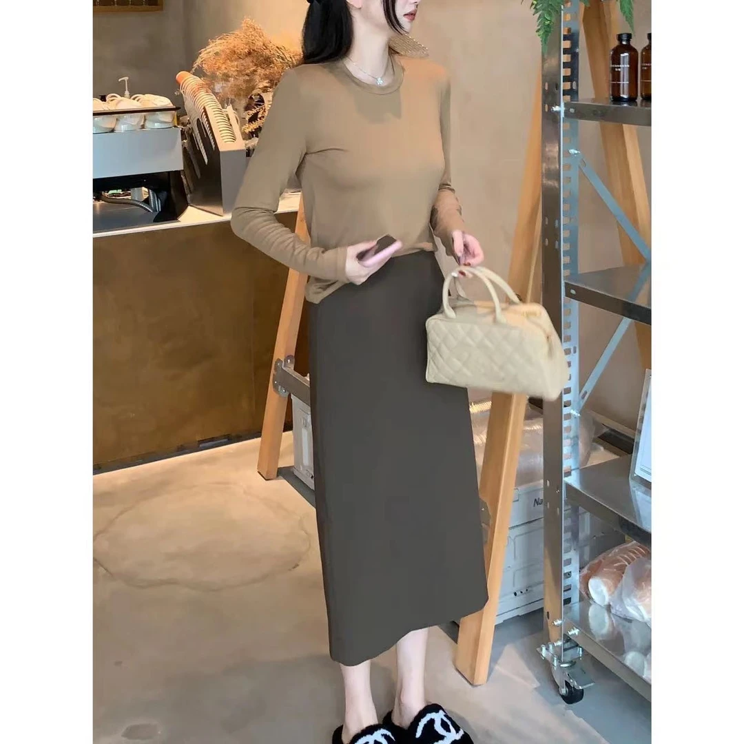 JING 【栗子可可】秋冬高腰显瘦铅笔裙