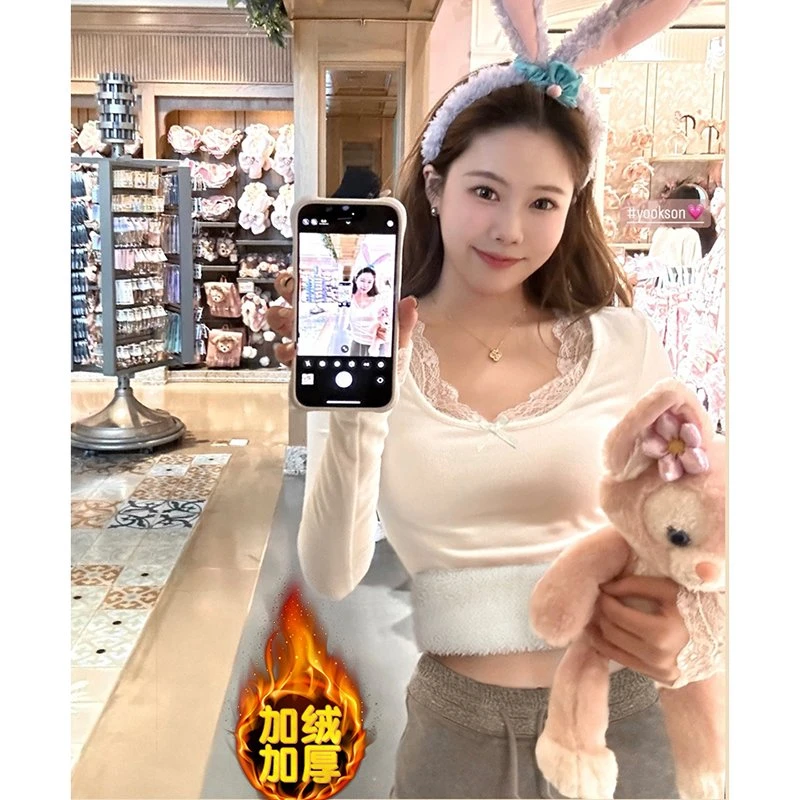 纯欲绝美烧小上衣轻熟打底衫女内搭冬季加绒加厚紧身辣妹修身别致