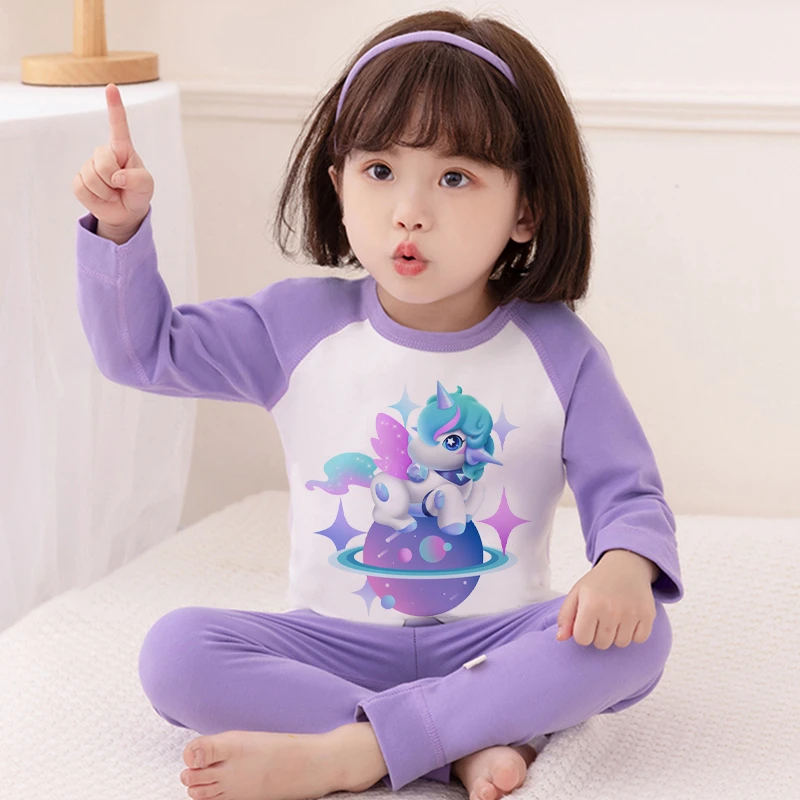 女童家居服睡衣2023新款星黛路春秋女孩小童宝宝长袖儿童内衣套装