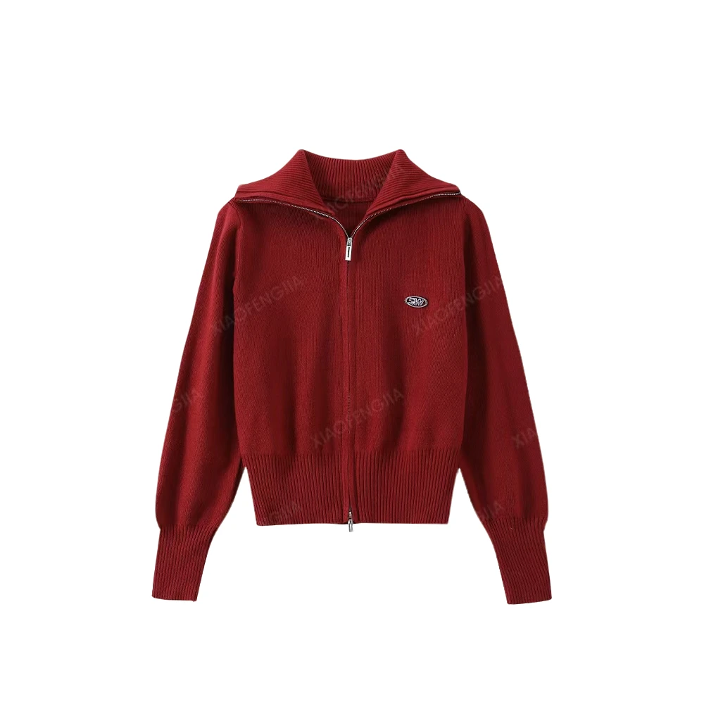 【封后轻奢设计】2024秋季新款气质减龄拉链翻领毛衣女6613