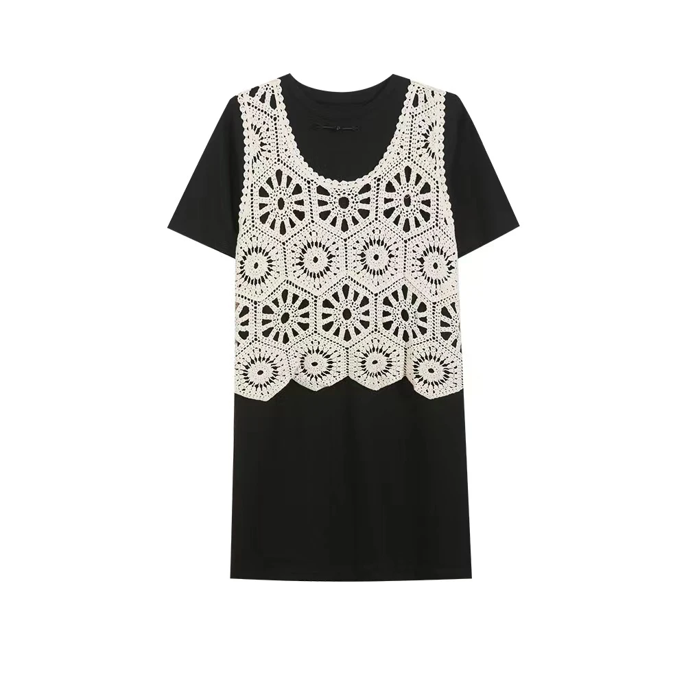 2024夏季新款时尚钩花连衣裙两件套8831377