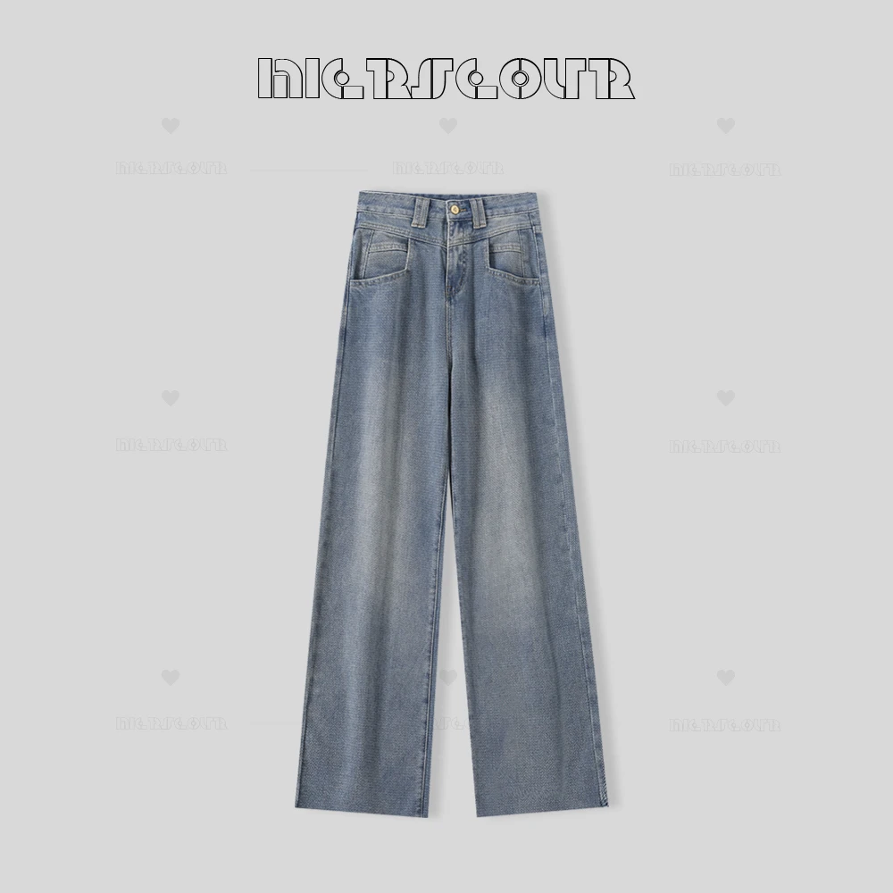 2024秋冬新款复古阔腿直筒牛仔裤3066