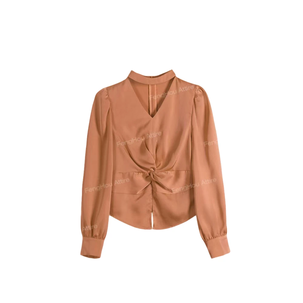 2025新款【四季青小封家轻奢】设计感褶皱修身上衣衬衫8951679