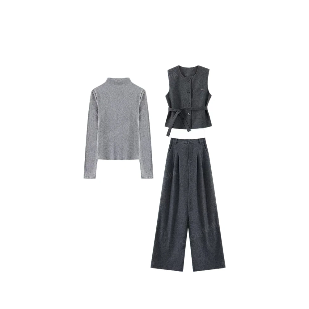 2024秋季新款气质显瘦马甲三件套套装8862089