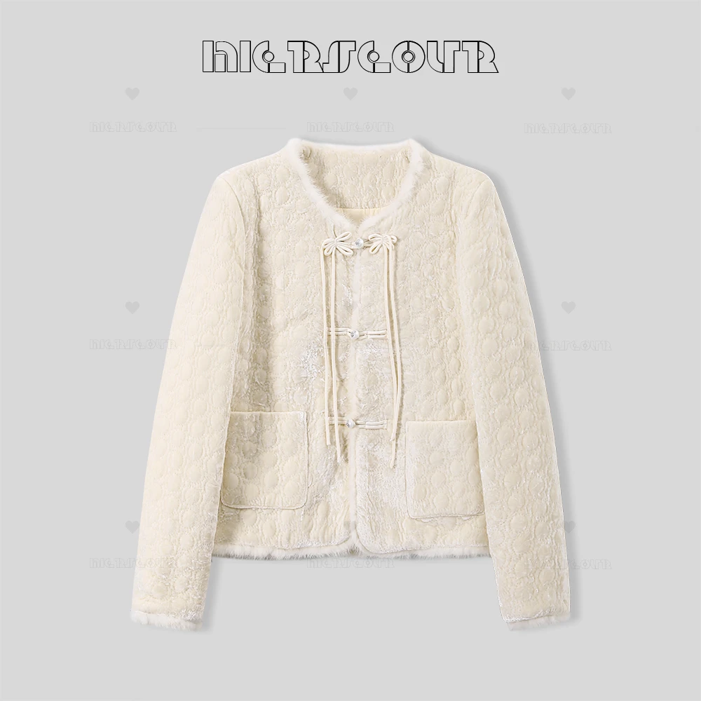 新款中式设计盘扣丝绒厚羽绒外套8952705