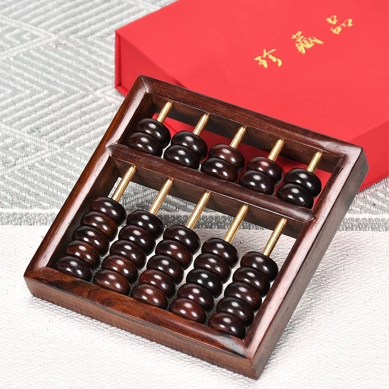 老挝大红酸枝老式算盘实木中式红木摆件小学生珠心算一本万利赠礼