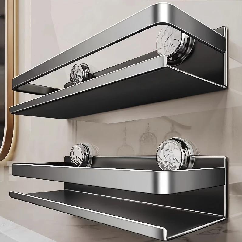 厨房吸盘置物架不锈钢调料品收纳架子多功能壁挂式免打孔家用神器