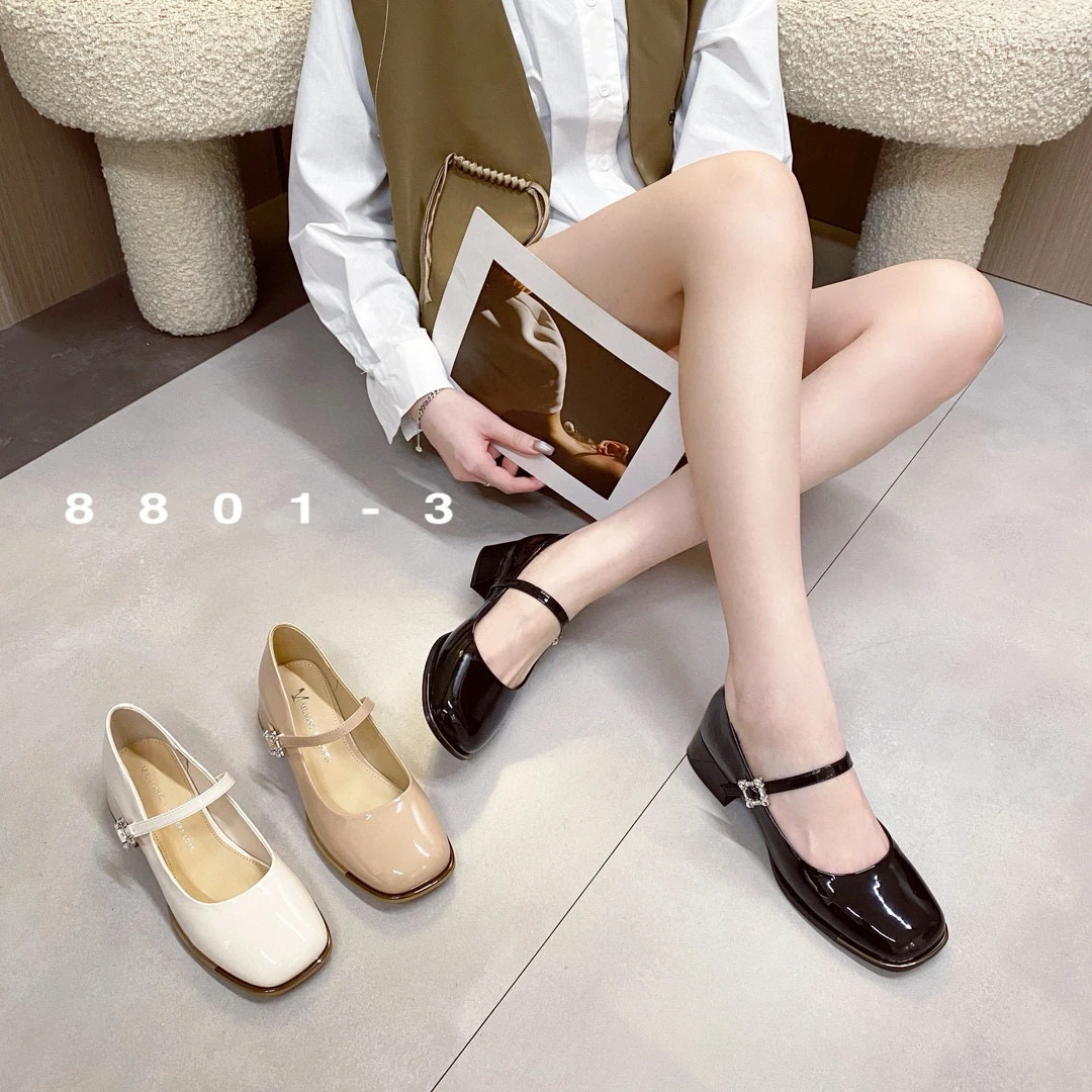 8801-3春夏秋款低跟漆皮圆头乖巧时尚玛丽珍女豆豆单鞋