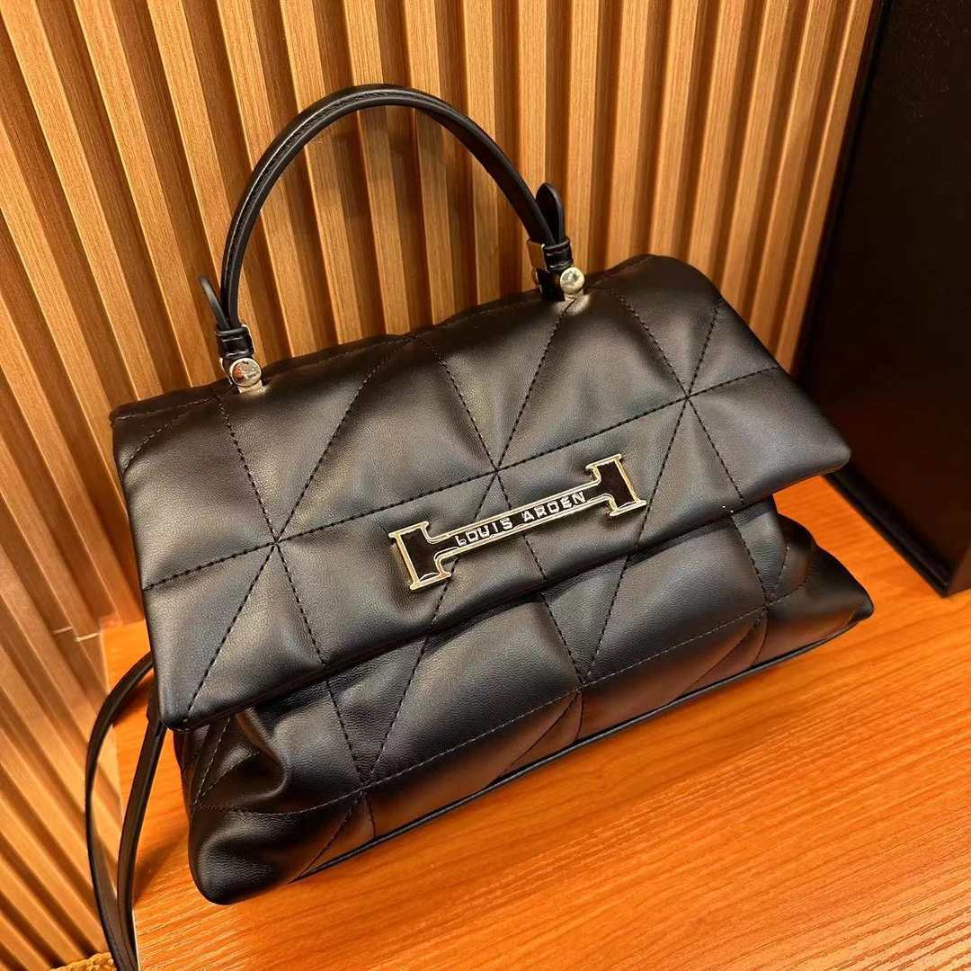 louis arden春夏上新简约时尚通勤大容量托特包LN-1914B黑色