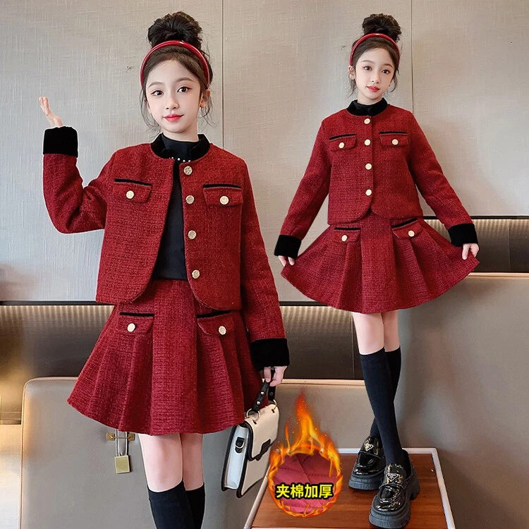 【母女装】加棉加厚新年装女童拜年服套装2023新款