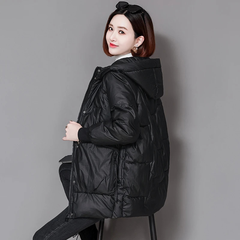 08专属棉服2023冬季新款棉衣女中长款韩版宽松连帽面包服外套棉袄