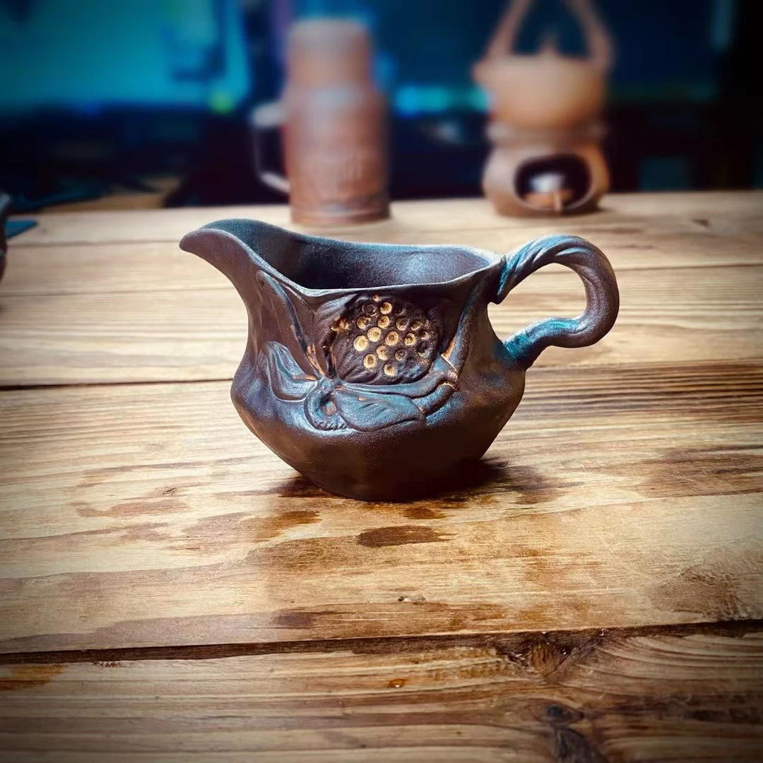 （铁胎泥）莲蓬莲花公道杯180cc  粗陶原矿分茶器个性公道