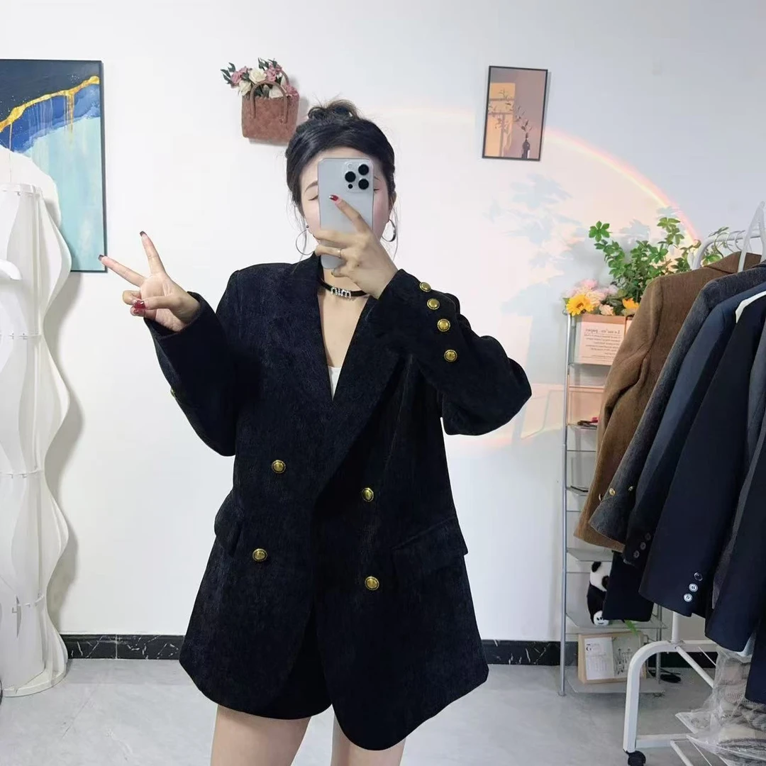 雪尼尔西装外套2024秋冬新款气质时尚女装宽松高级感美拉德西服