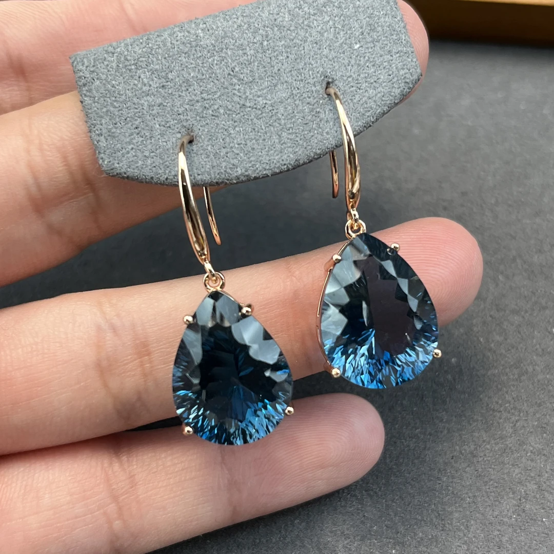 天然托帕石耳坠通体S925银镶嵌时尚女款礼物