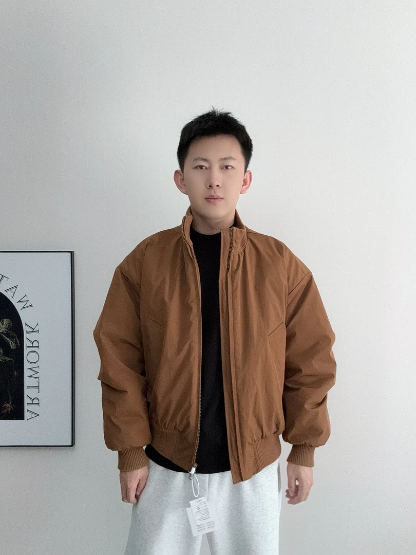 立领夹克棉服男短款美式保暖立领高级感休闲外套