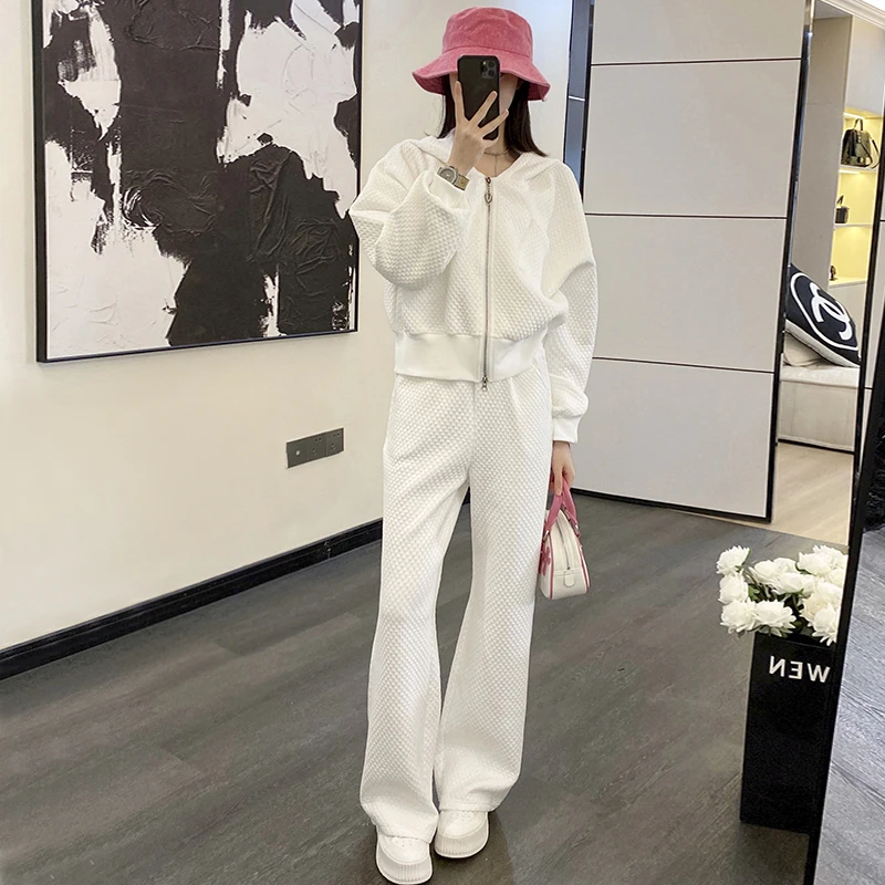 网红运动休闲时尚美式复古卫衣两件套装女潮ins2024年炸街新款女