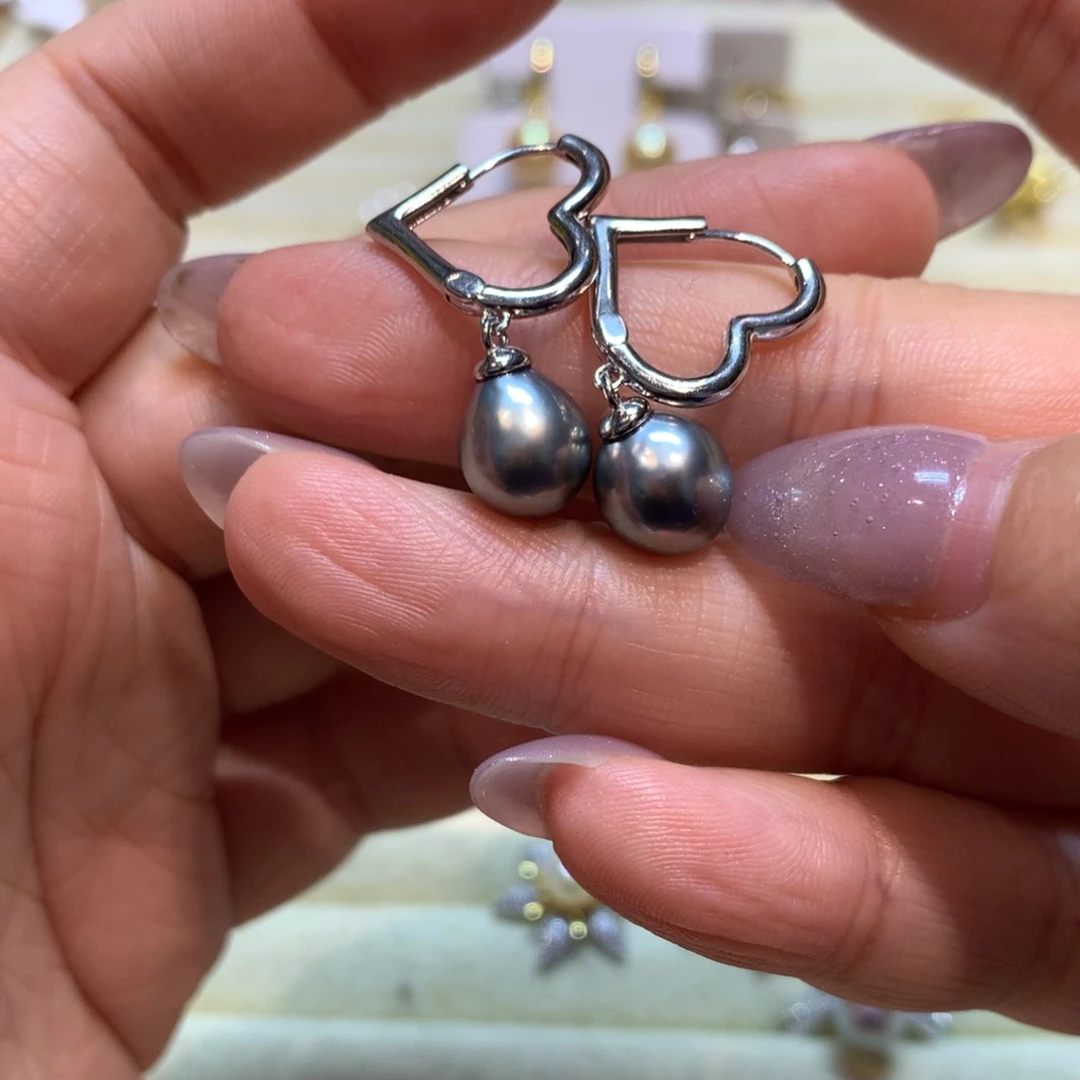 海水珍珠耳饰银S925镶嵌