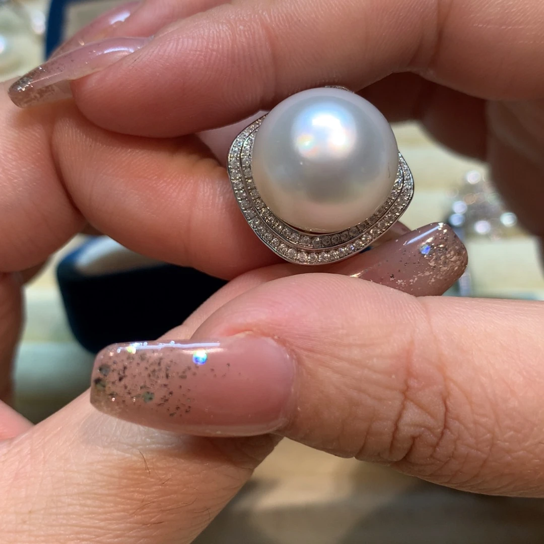海水珍珠戒指银S925镶嵌