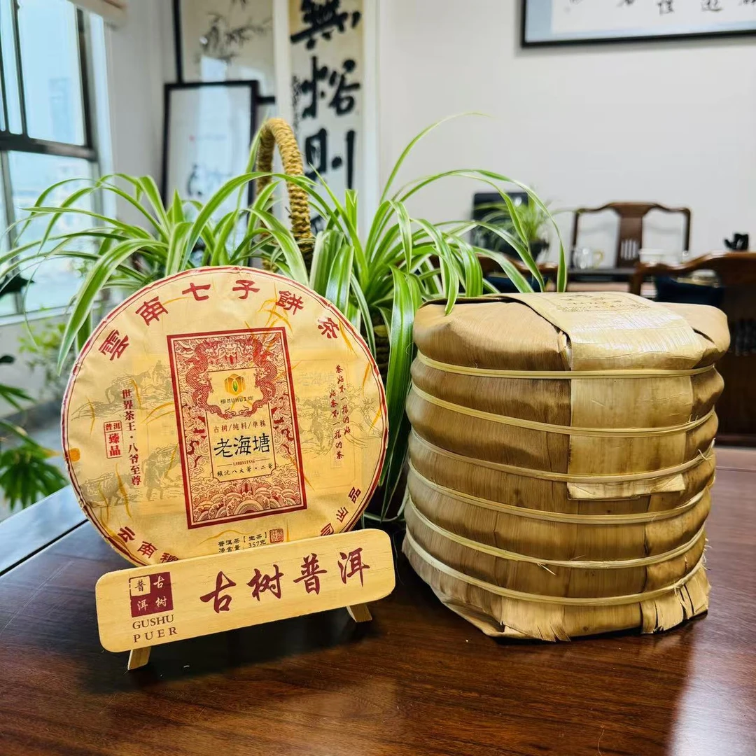 2021年二爷【老海塘】云南普洱生茶357克紧压饼