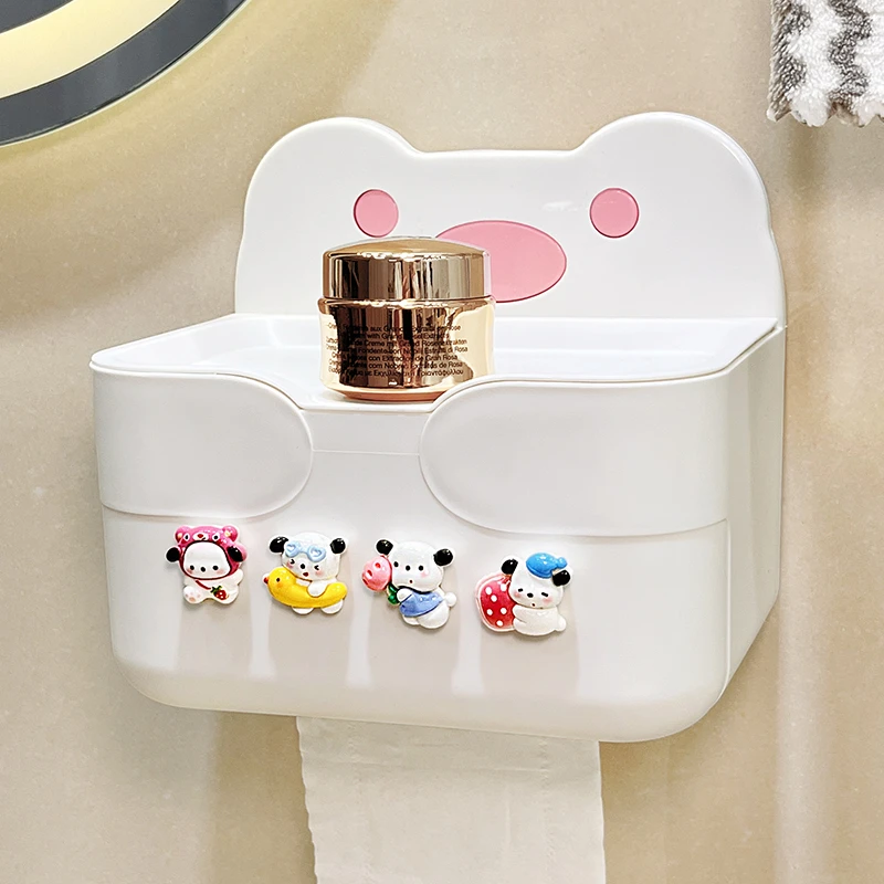 卫生间纸巾盒壁挂式免打孔可爱卡通创意家用防水厕所卫生纸置物架