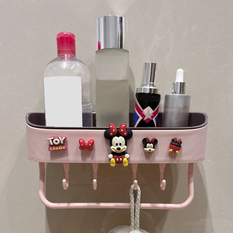 学生宿舍卫生间置物架毛巾架一体可爱卡通浴室多功能置物架免打孔