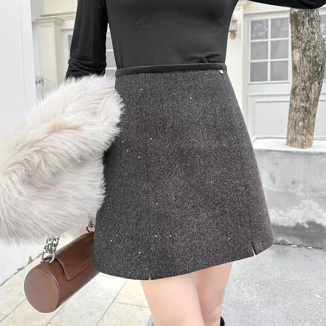 8641#小香风半裙显瘦气质网红百搭秋冬时尚包臀裙