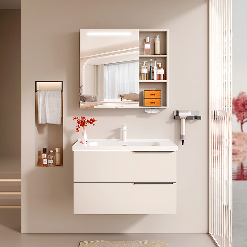 希箭2312小锦鲤美妆收纳镜柜智能感应照明浴室柜卫生间陶瓷一体盆