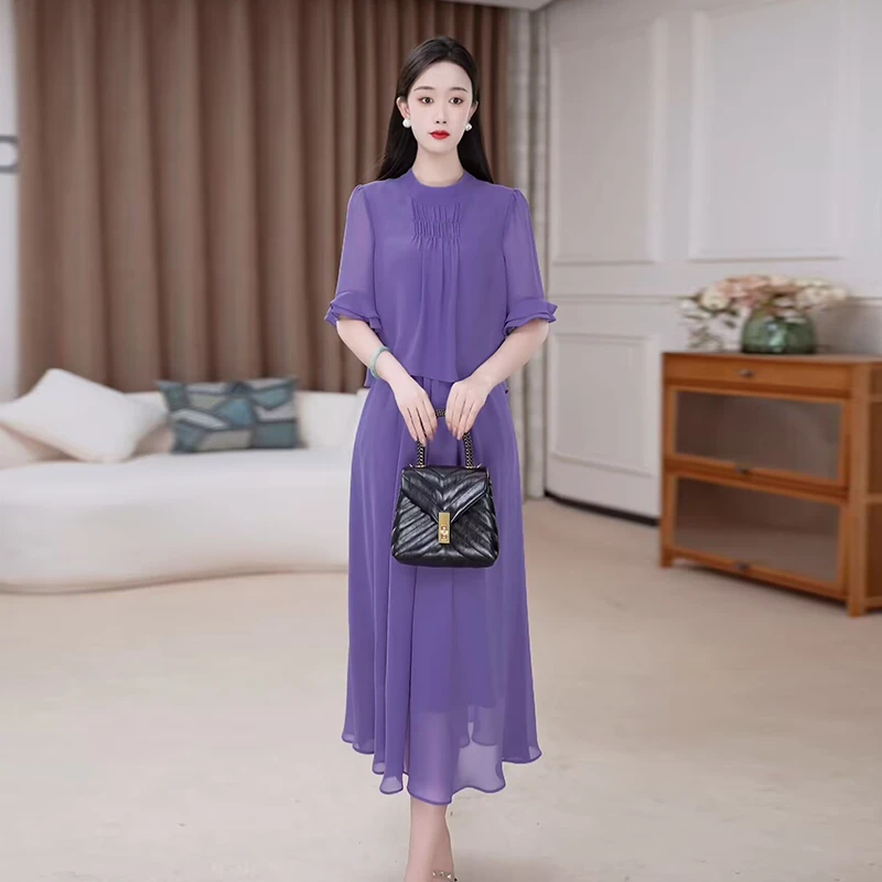 【现货连衣裙】夏季新款时尚修身气质高贵洋气收腰显瘦减龄连衣裙