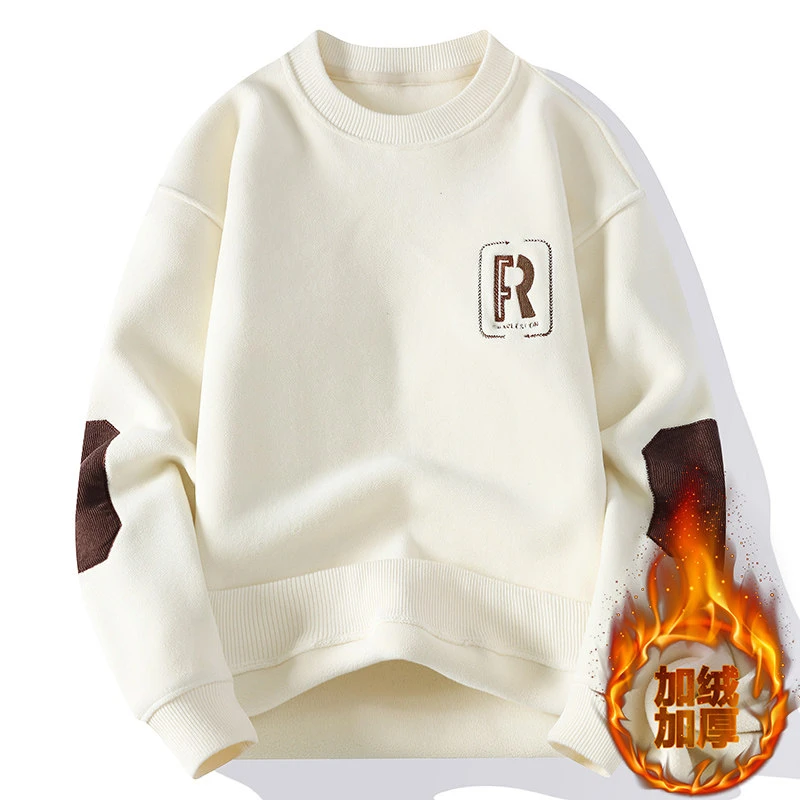 双面奥粒绒卫衣男秋冬季潮流男装打底衫加绒加厚休闲内搭保暖上衣