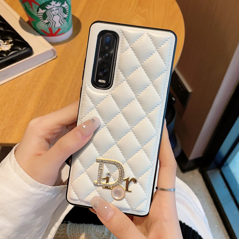 OPPO FindX2/Pro时尚大牌ins小香风皮质防摔手机壳女款白色保护套