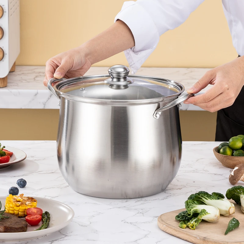 食品级不锈钢大肚汤锅22cm5L大容量一体成型加高汤炖肉熬粥高汤锅