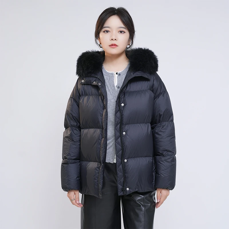 獨家欧货 90白鹅绒可拆小羊毛领面包羽绒服轻盈 24368