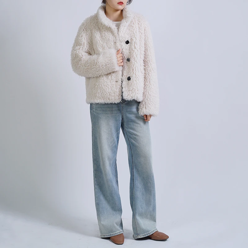 短款环保毛外套女毛茸感保暖显瘦气质秋冬上衣 23631